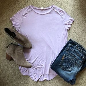 High low top with micro purple stripes